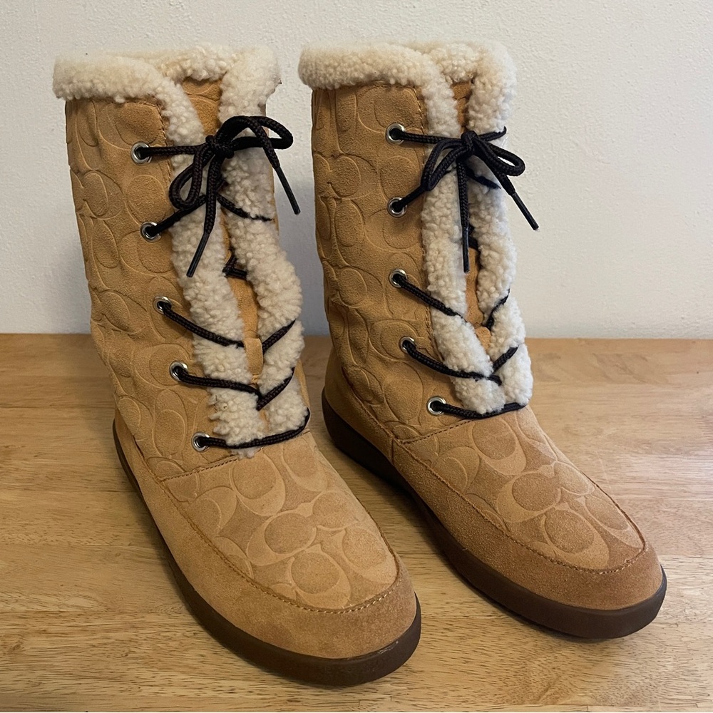 Coach Shearling Tuesday Suede Boots Size 7